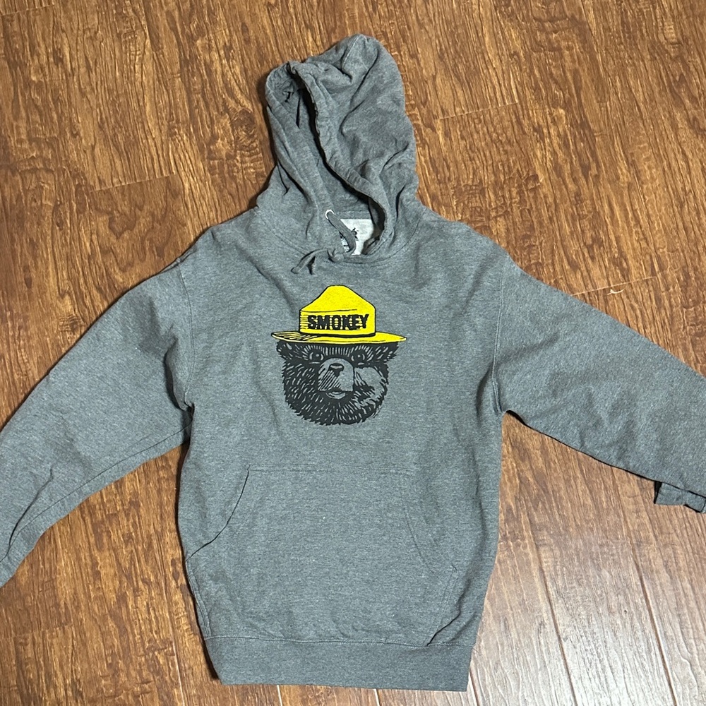 Gray Hoodie with Smokey Bear Graphic